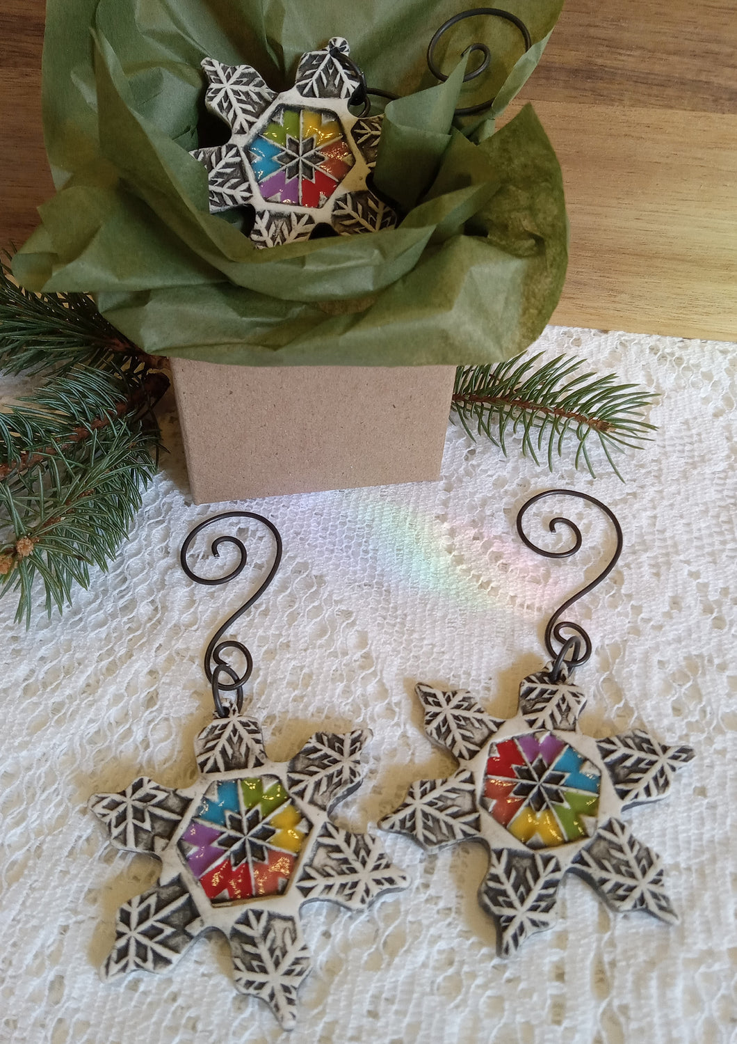 Rainbow Snowflake Ornaments