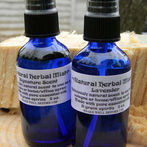 Photograph of bottles of Natural Herbal Mist body and room spray
