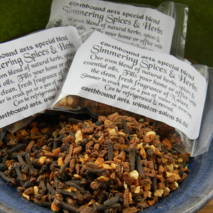 Photograph of simmering spices and herbs sold at Earthbound Arts