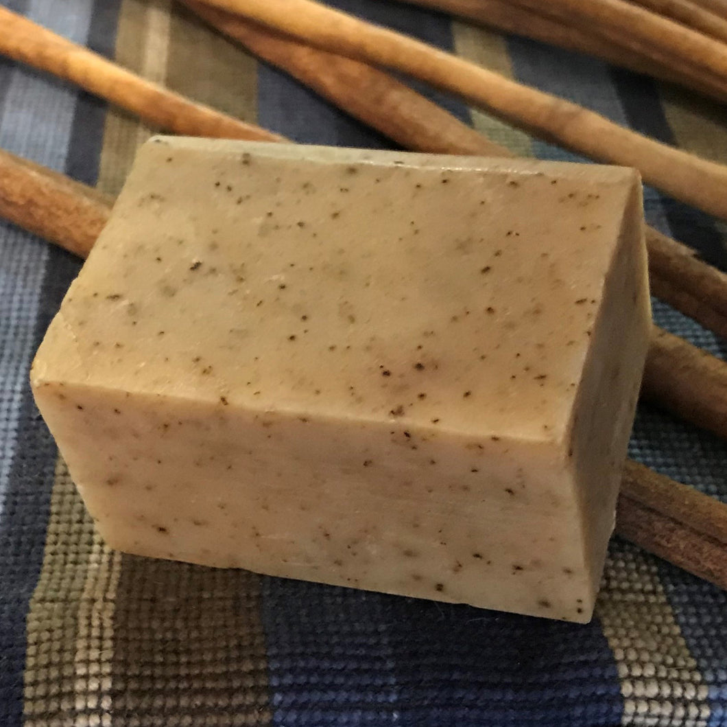 Photograph of a bar of Earthbound Arts citrus spice soap