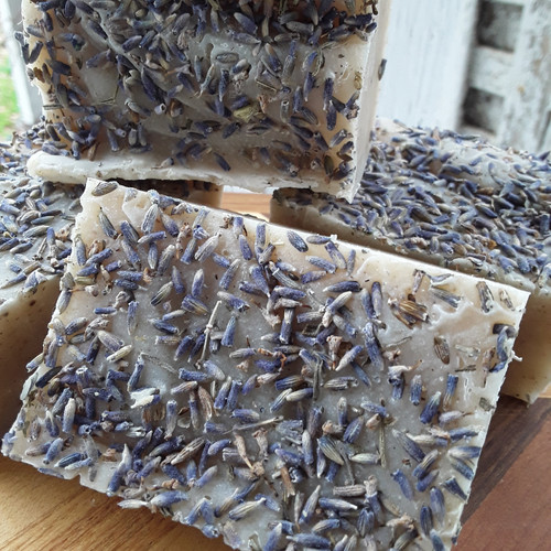 Photograph of lavender oatmeal soap