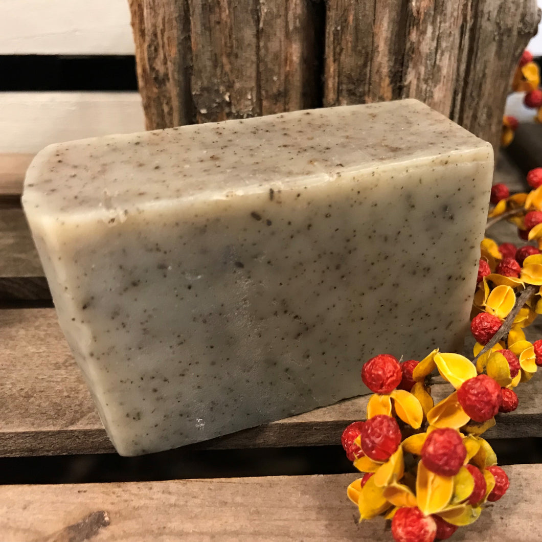 Photograph of a bar of Earthbound Arts patchouli orange soap