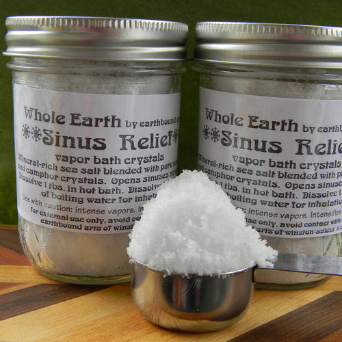 Photograph of sinus relief crystals with sea salt, menthol, and camphor